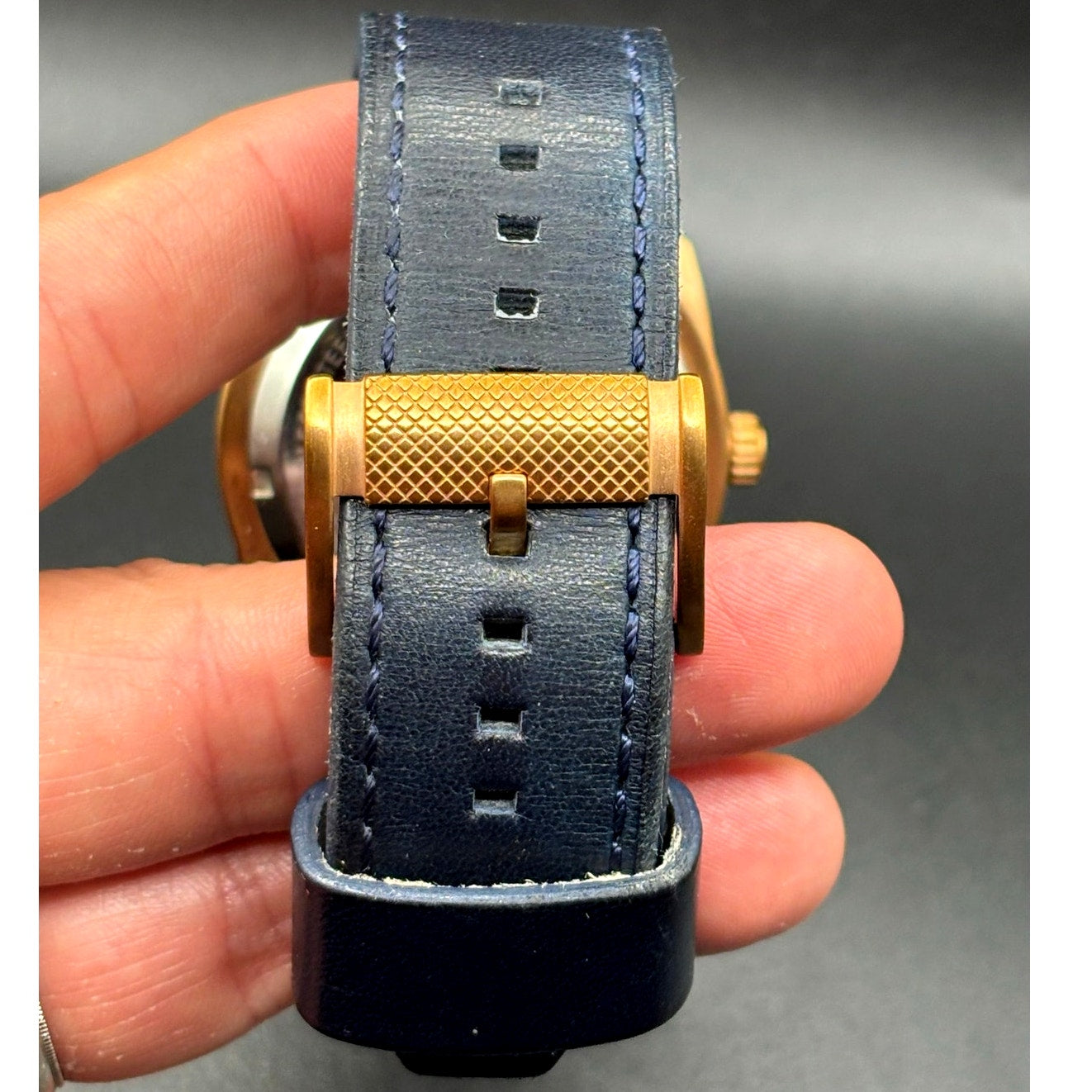 Fossil ME1158 Machine Twist Hybrid Rose Gold Blue Leather Men's Watch 45mm