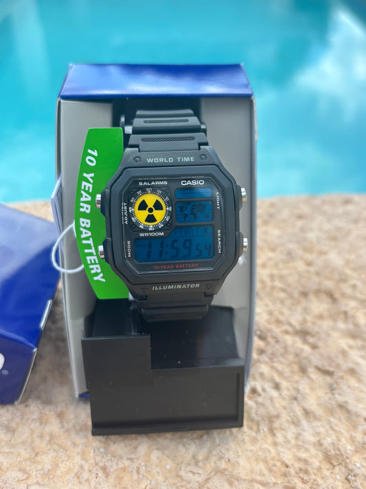 Casio AE1200 Mod Nuclear Dial Blue Filter Retro Digital Watch