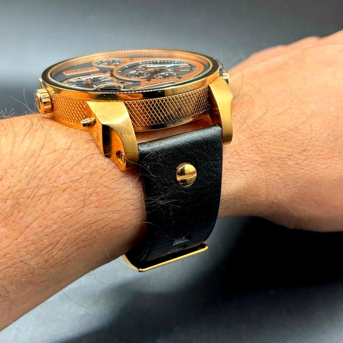 Diesel Mr. Daddy DZ7261 Men's Oversized Chrono Leather Analog Digital Watch