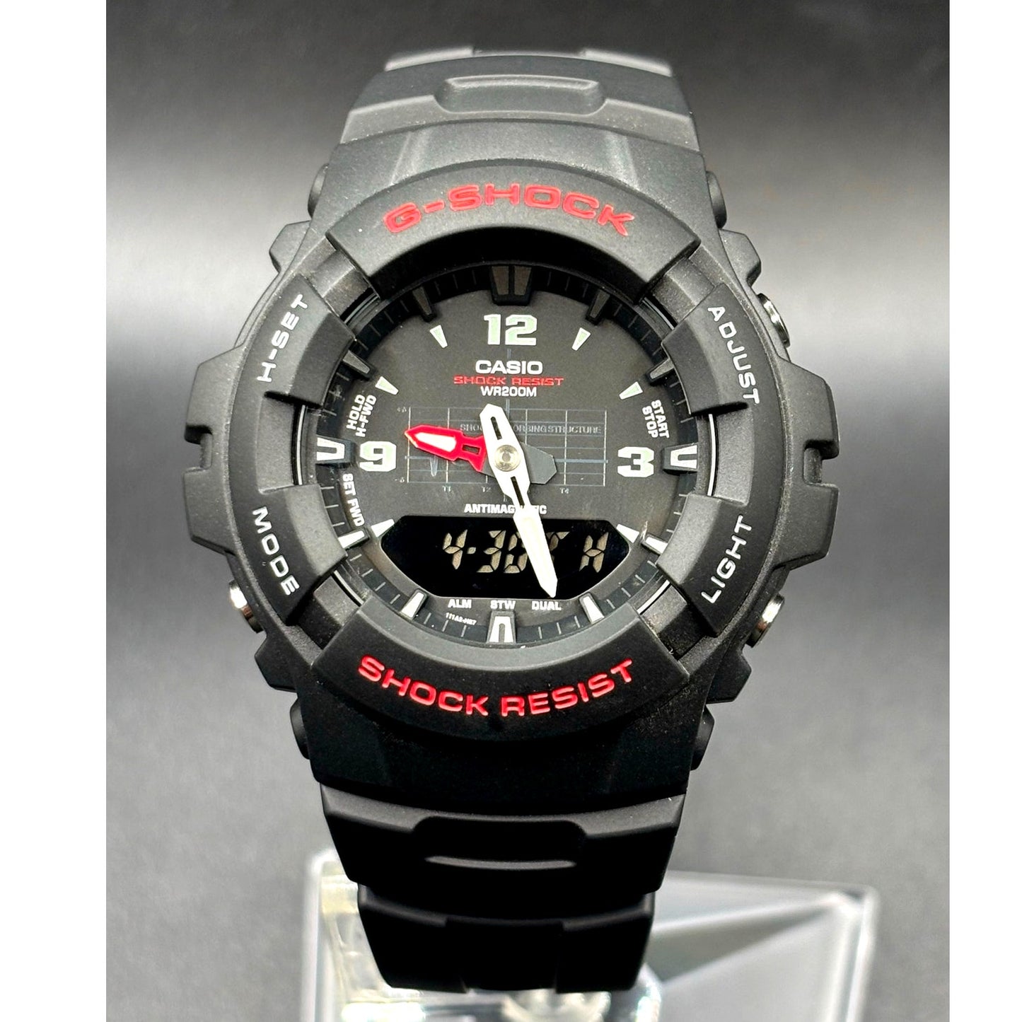 Casio G-Shock G100-1BV Analog Digital Black Red 200M Men's Watch New