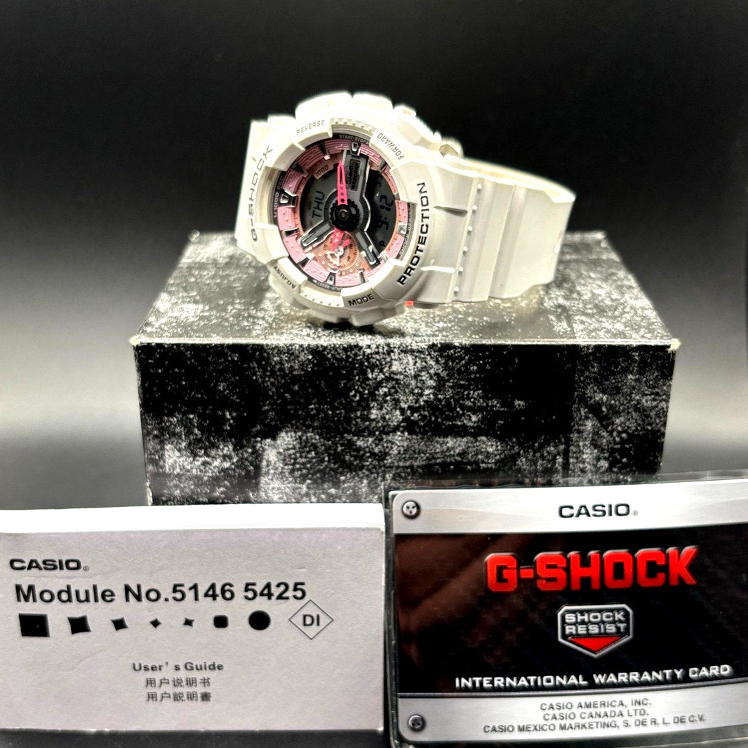 Casio G-Shock GMA-S110MP-4A White Pink Analog Digital Women's Watch