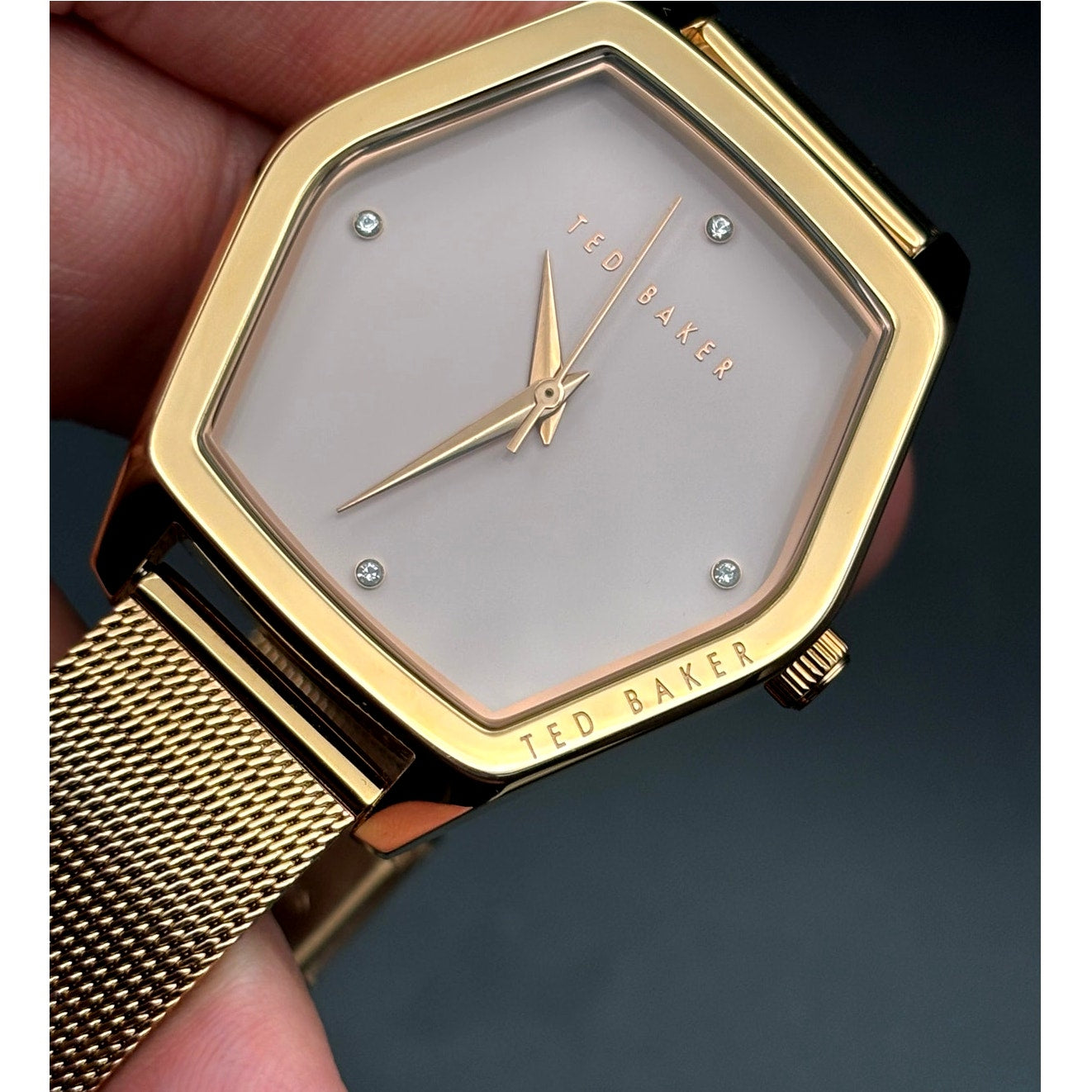 Ted Baker Exter BKPEXF004 Women's 36mm Rose Gold Mesh Swarovski Watch NIBWT