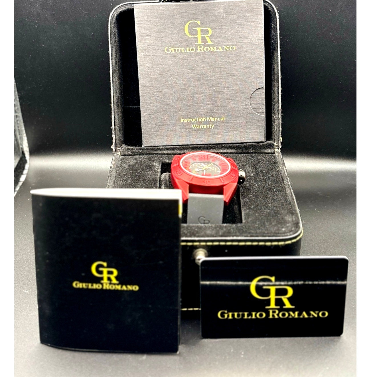 Giulio Romano Men’s Termoli GR-6000-17-004 Red Bezel Black Rubber Watch LNIB