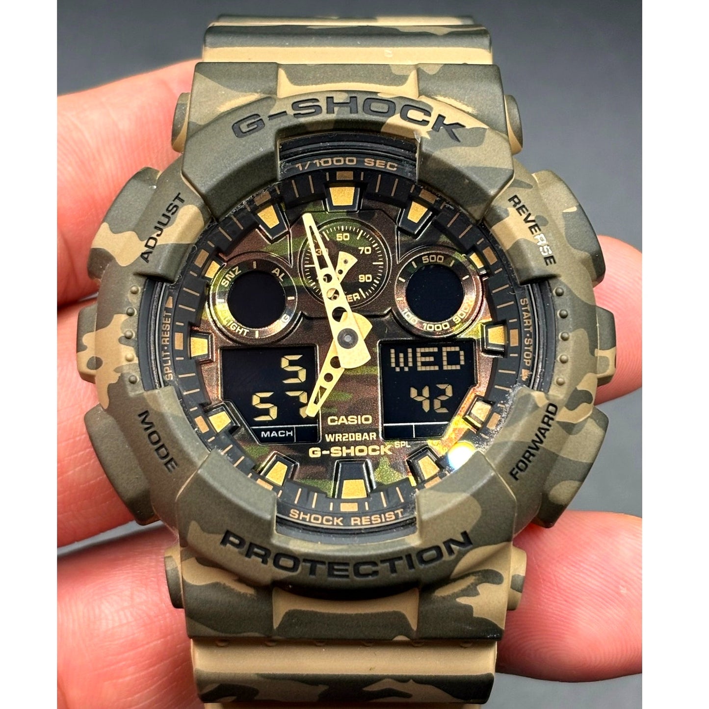 Casio G-Shock GA100CM-5A Camouflage Military Analog Digital Watch NIB