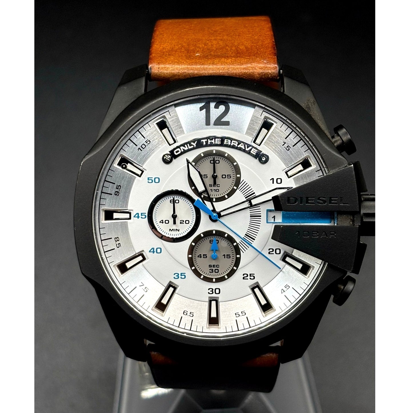 Diesel Mega Chief DZ4280 Iridescent Chronograph Tan Leather 51mm Watch