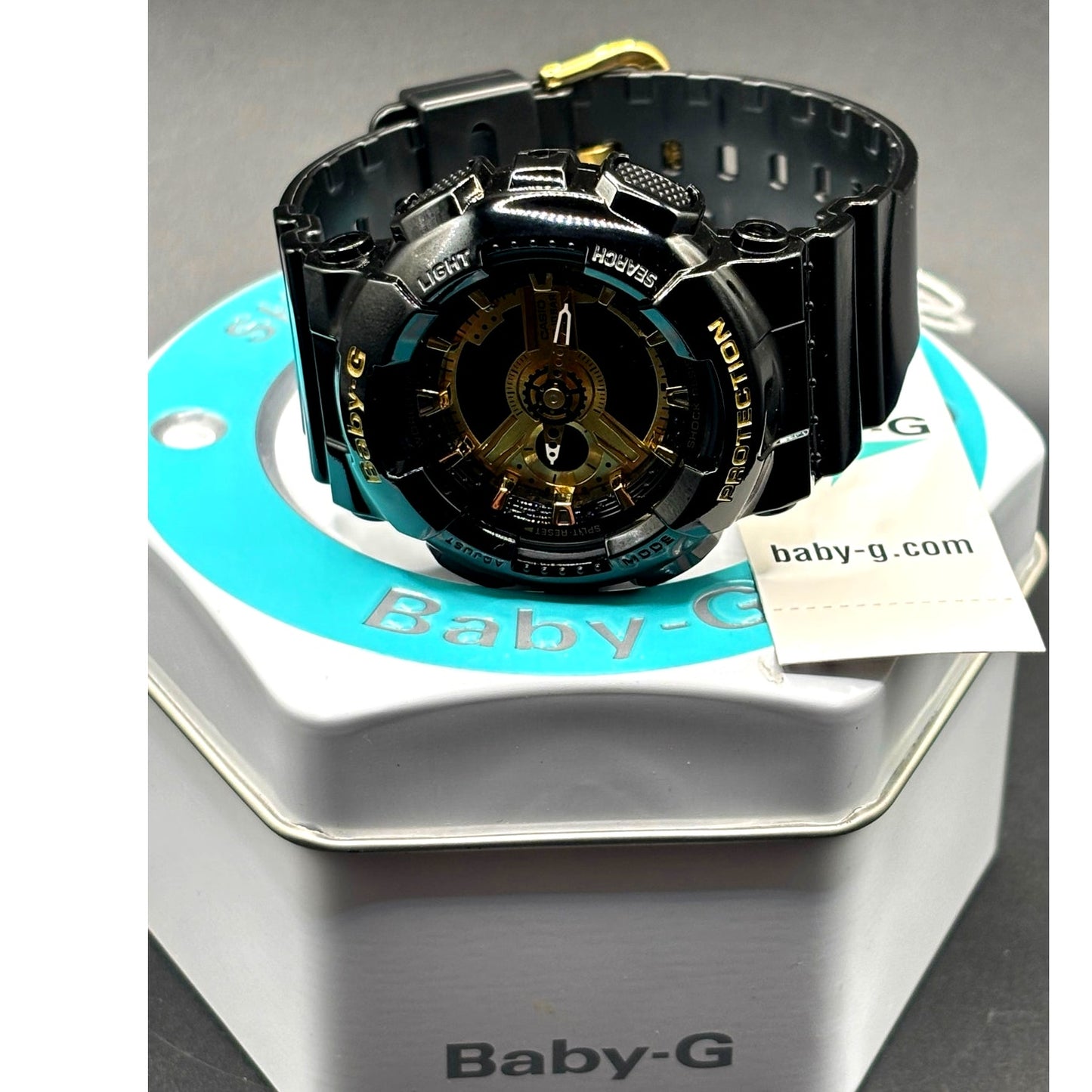 Casio Baby-G BA110-1A Black Metallic Gold Analog Digital Women's Watch NIBWT