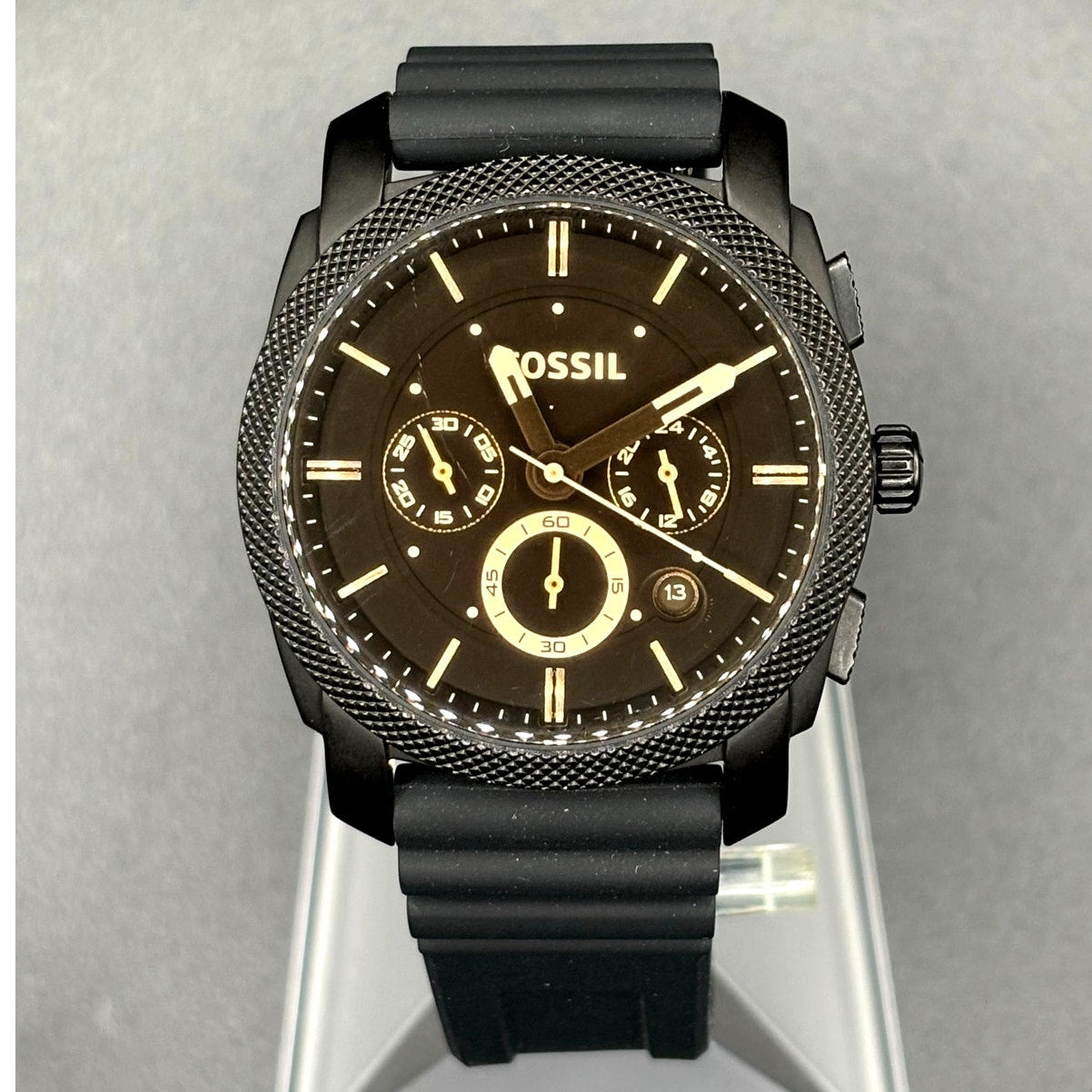 Fossil FS4656 Machine Chronograph Black Silicone Men’s Watch 42mm
