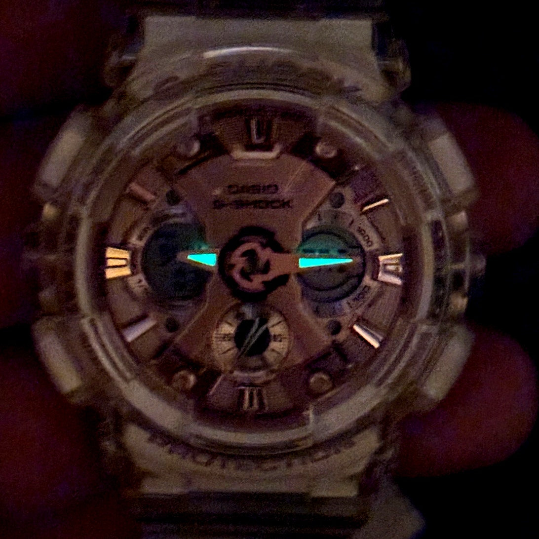 Casio G-Shock GMAS120SR-7A Women's Rose Gold Skeleton Analog Digital Watch NIBWT