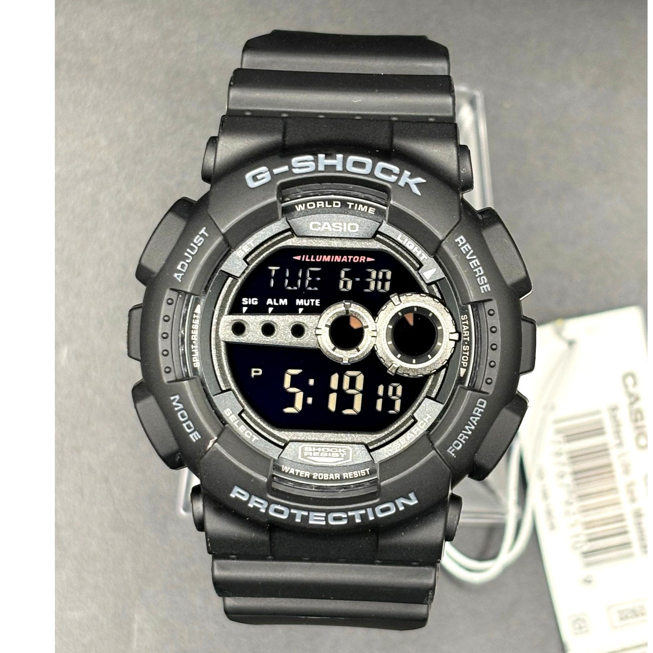 Casio G-Shock GD100-1B Black Digital High Brightness World Time 200M Watch NIB
