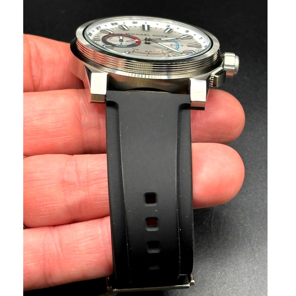 Michael Kors Access Grayson MKT4009 Hybrid Smartwatch 47mm Silver Black Strap