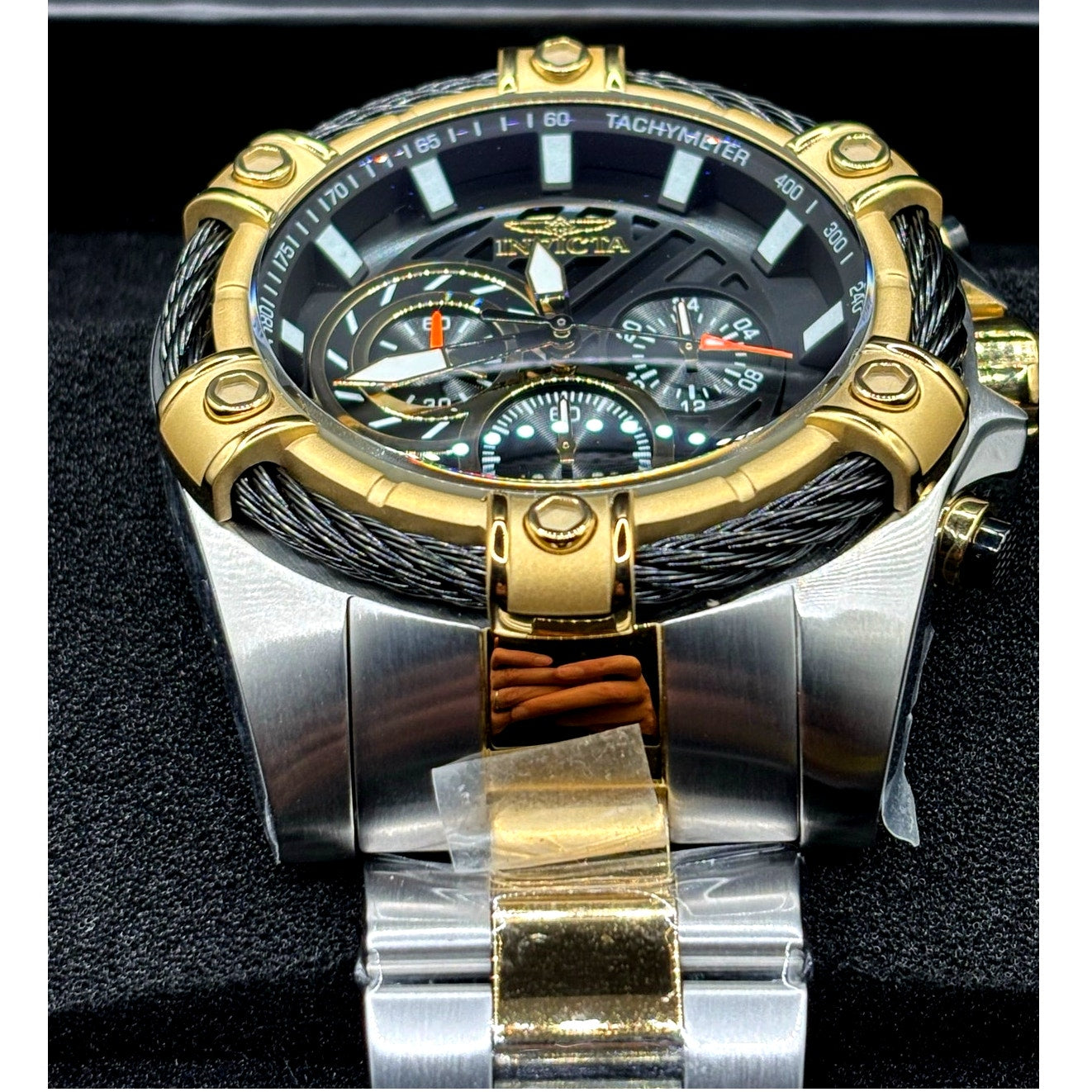 Invicta 48868 Bolt Ace Men’s Chronograph Two-Tone 52mm Black Dial Watch NIBWT