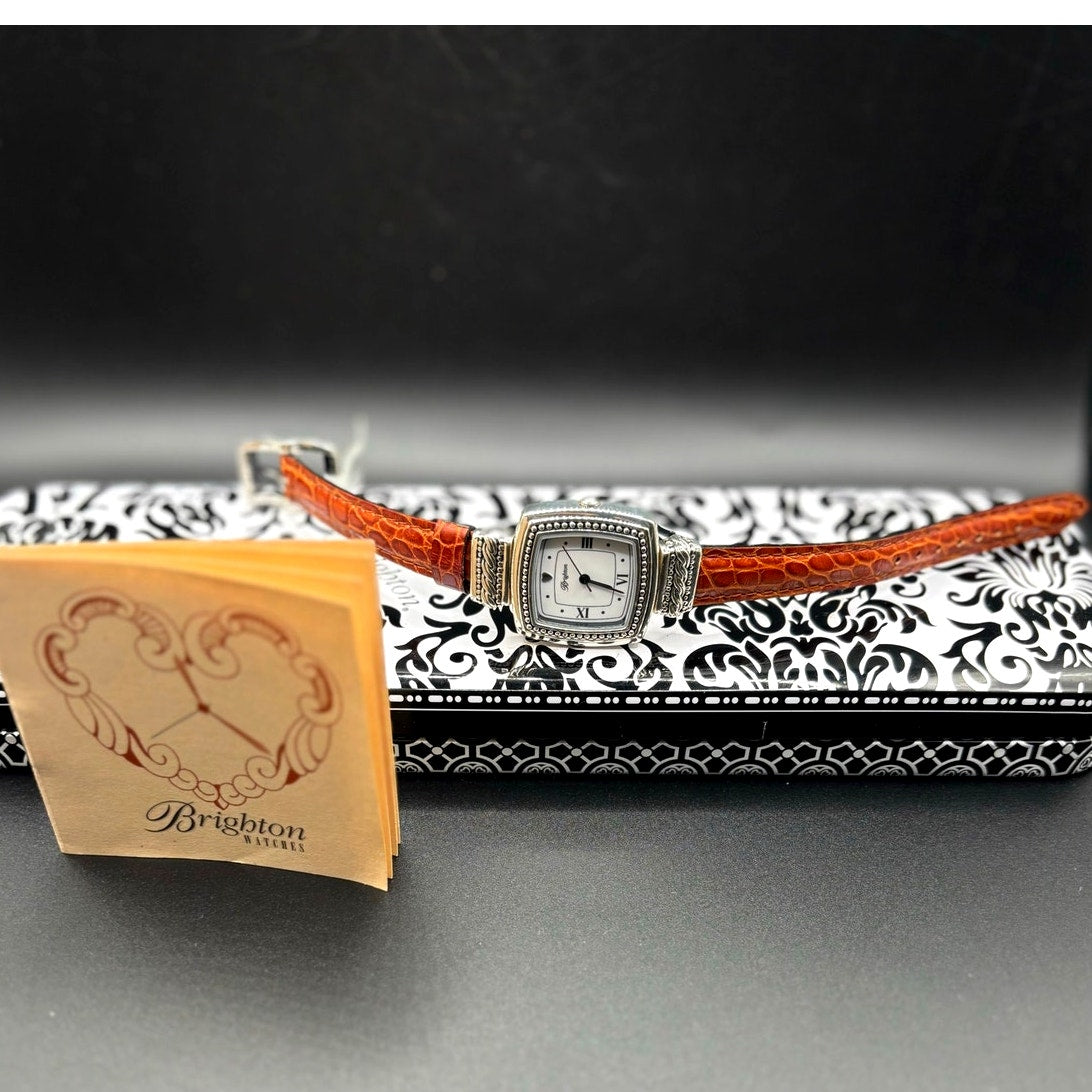 Brighton Toulouse W3130 Womens Reversible Brown Black Leather Strap Watch NIBWT