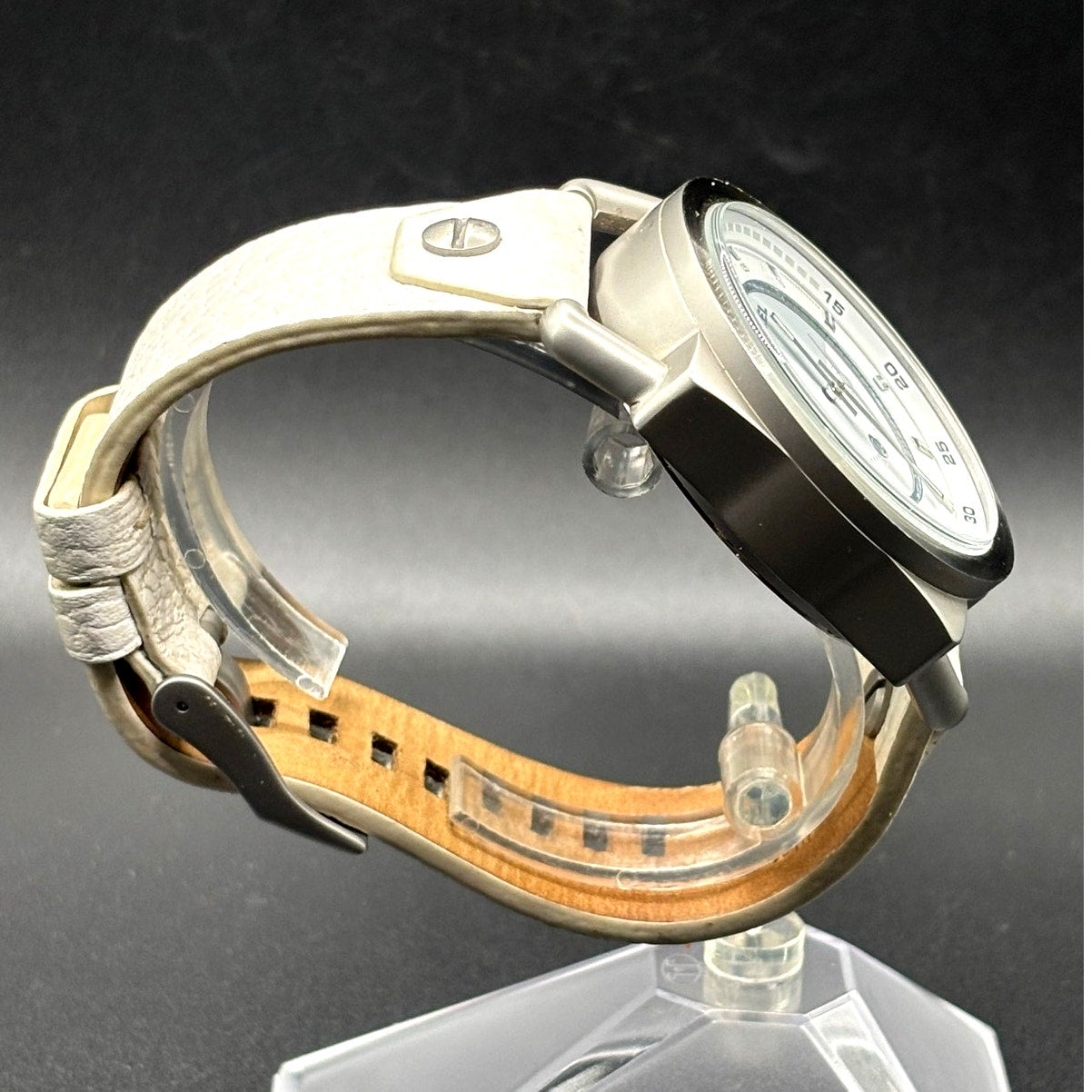 Diesel DZ1577 Descender White Dial White Leather Men’s Watch 46mm