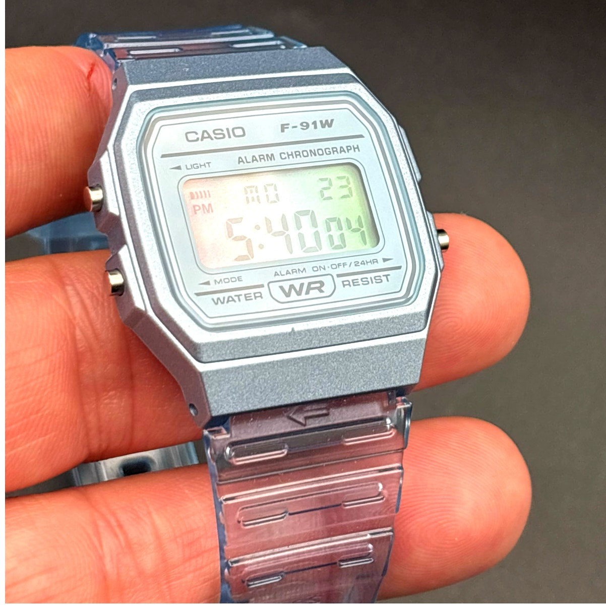 LWS Arctic Prism F91W Blue Clear Strap Retro Digital Mod Watch