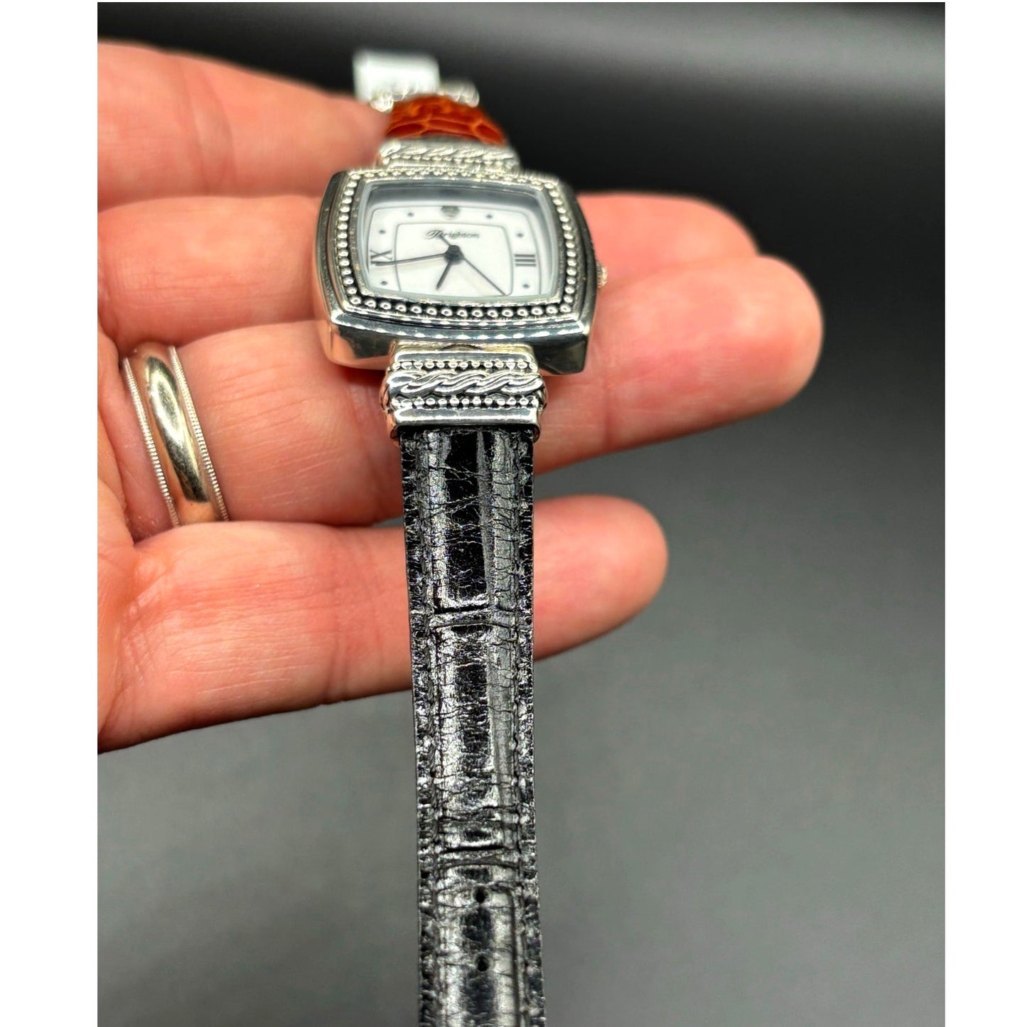 Brighton Toulouse W3130 Womens Reversible Brown Black Leather Strap Watch NIBWT