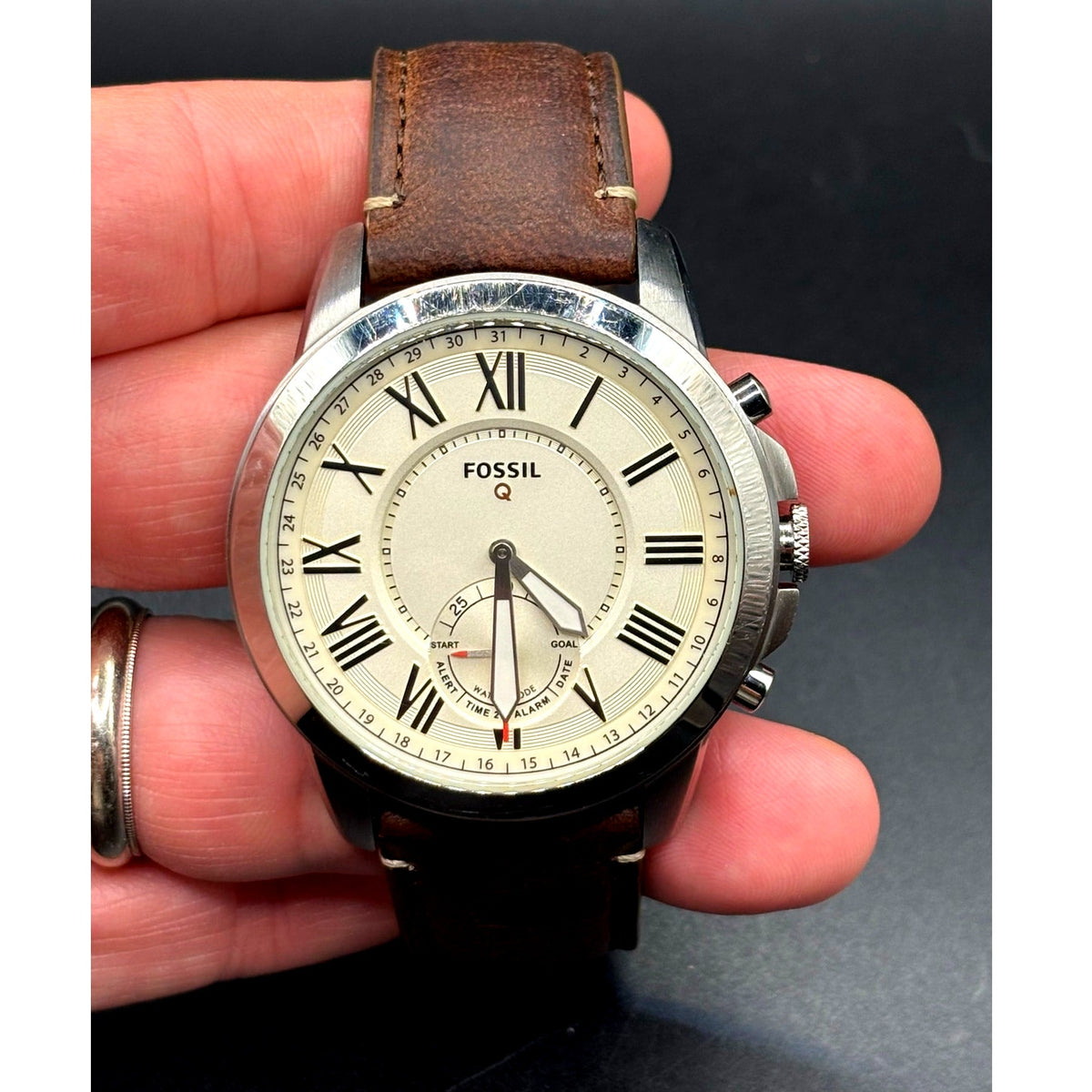 Fossil Q Grant FTW1118 Hybrid Smartwatch Brown Leather 44mm Men’s Watch