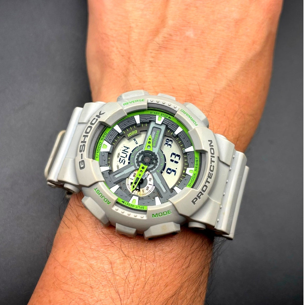 Casio G-Shock GA-110TS-8A3 Gray Neon Green Ana-Digi 51mm Men’s Watch