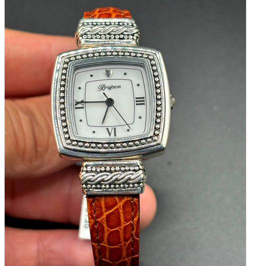 Brighton Toulouse W3130 Womens Reversible Brown Black Leather Strap Watch NIBWT