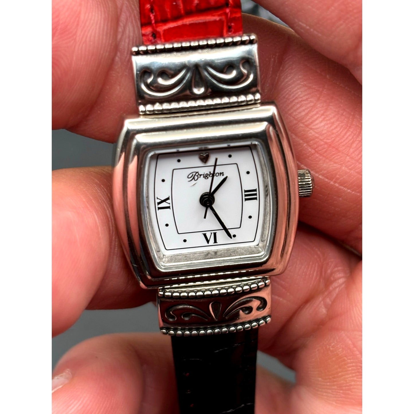 Brighton Waterford W10017 Womens Reversible Red Black Leather Strap Watch NIBWT