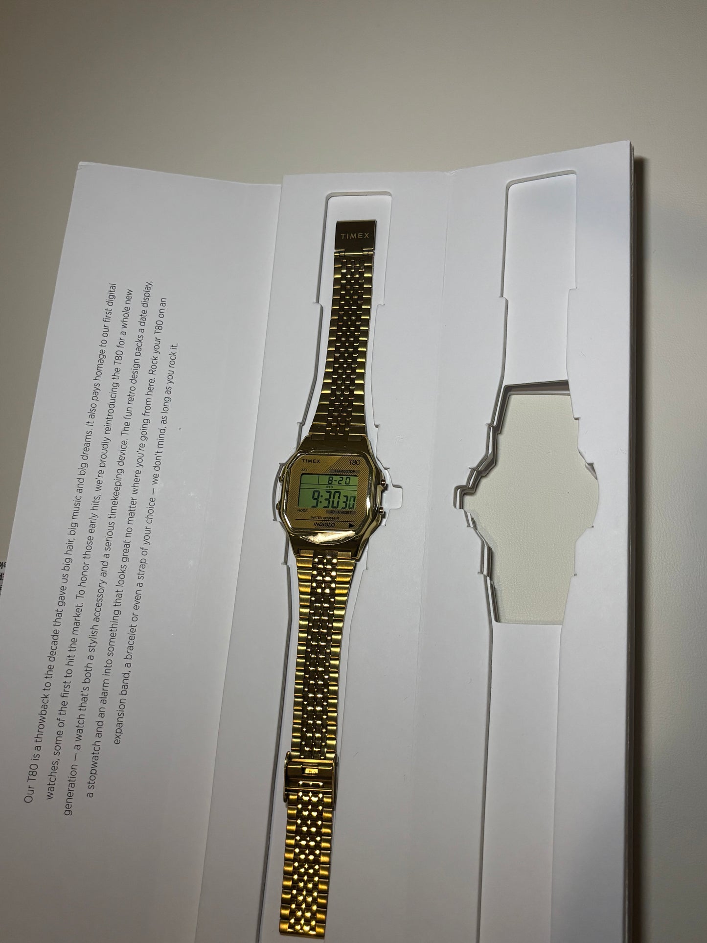 Timex T80 Retro Digital Watch – Special Edition Gold-Tone – Model TW2R79200 YB – Brand New