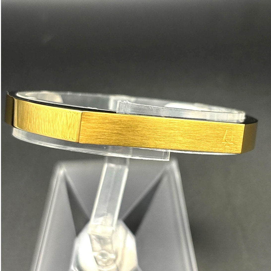 Bulova Two Tone Stainless Steel Open Cuff Bracelet Unisex Small NIB