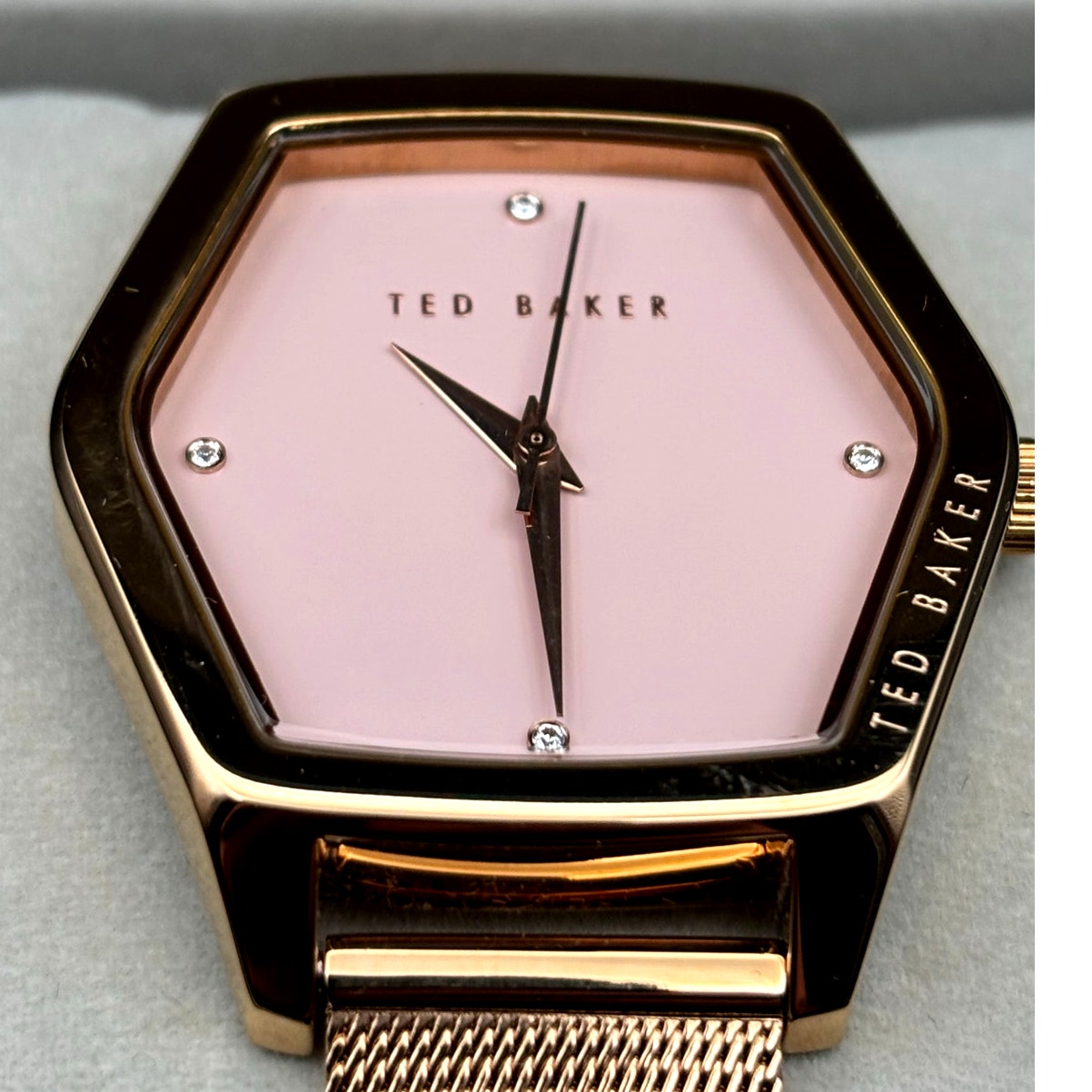 Ted Baker Exter BKPEXF004 Women's 36mm Rose Gold Mesh Swarovski Watch NIBWT