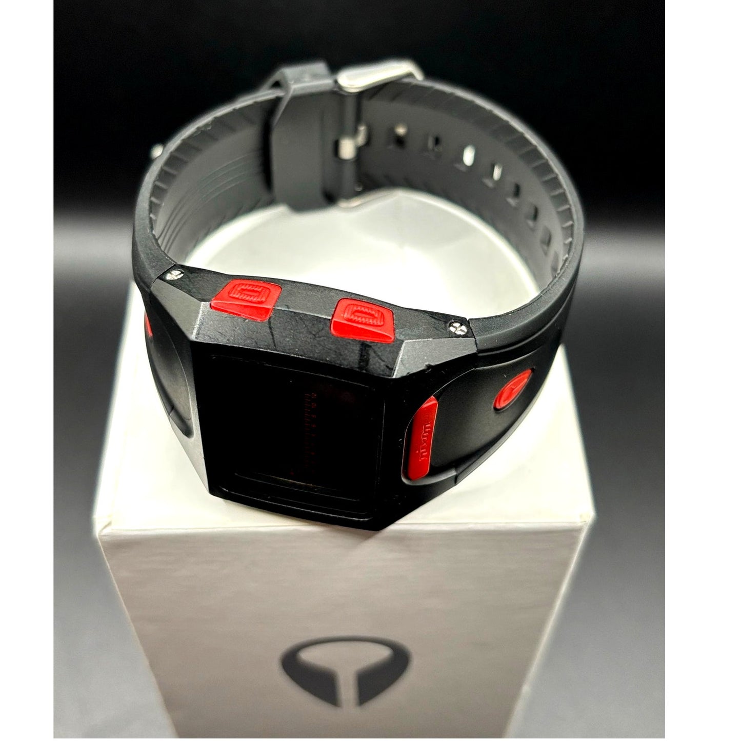 Nixon Lodown Digital Tide Surf Watch Black Red 100M Water Resistant