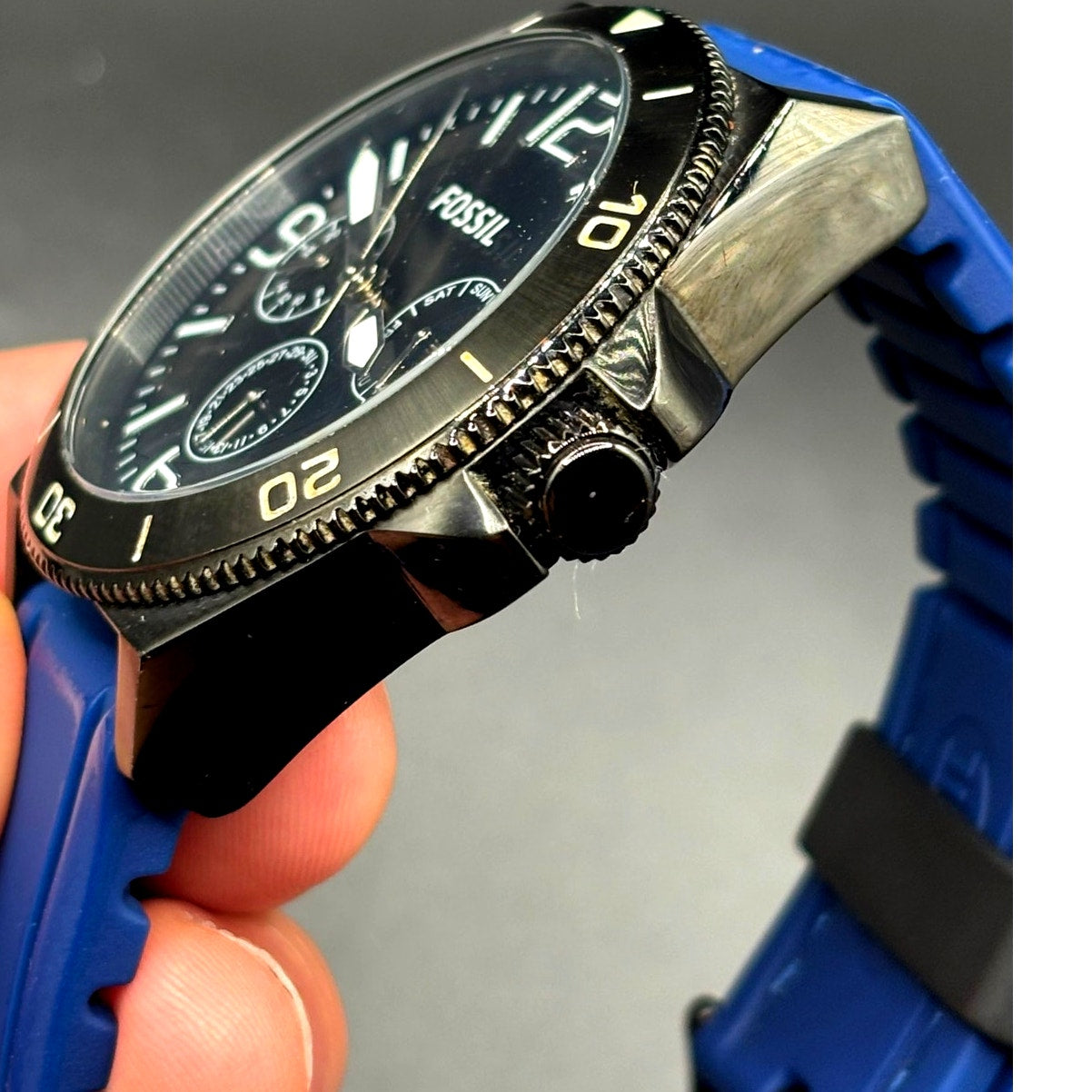 Fossil Flynn BQ2016 Multifunction Dive Style Blue Silicone Men's Watch 45mm
