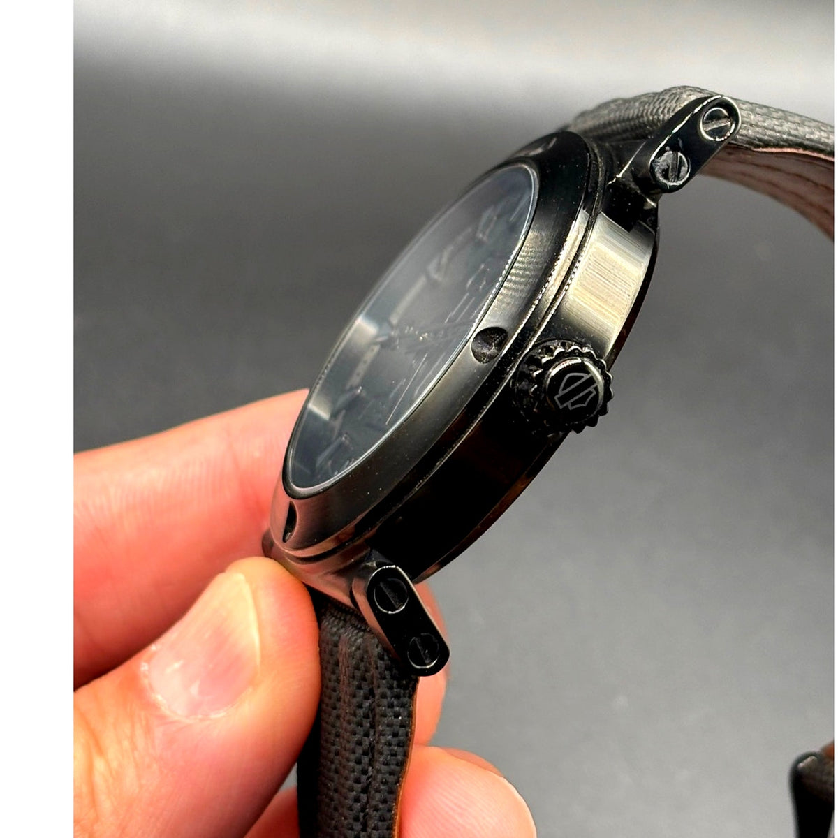 Harley-Davidson Bulova 78B131 Black #1 Racing Skull 44mm Watch Discontinued