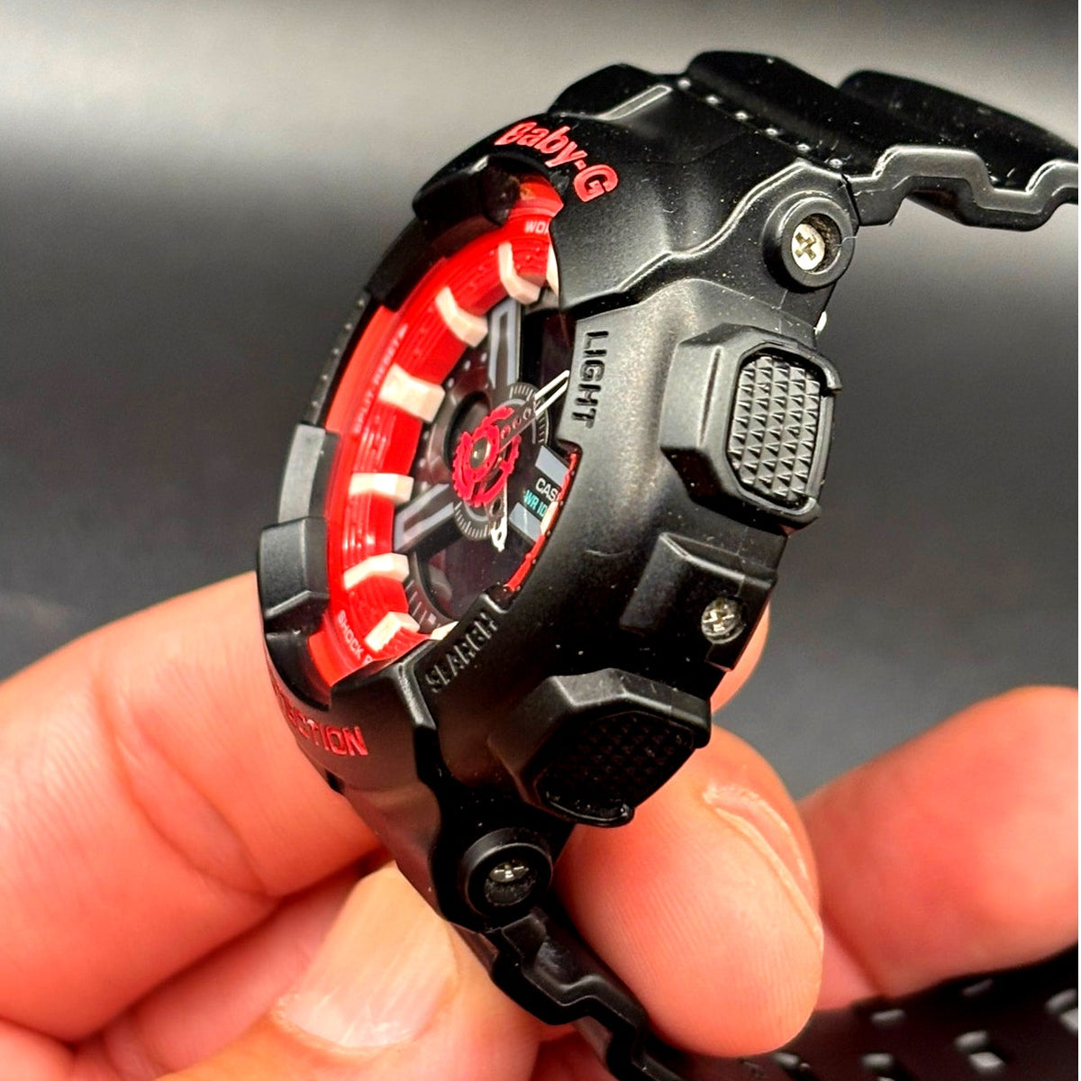 Casio Baby-G BA-110SN-1A Black Red Analog Digital Watch 100M