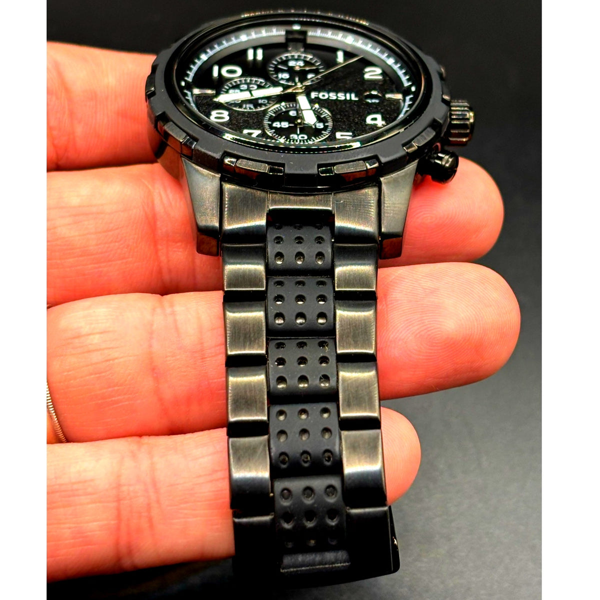 Fossil Dean FS4902 Black Chronograph Steel Silicone Men’s Watch 45mm