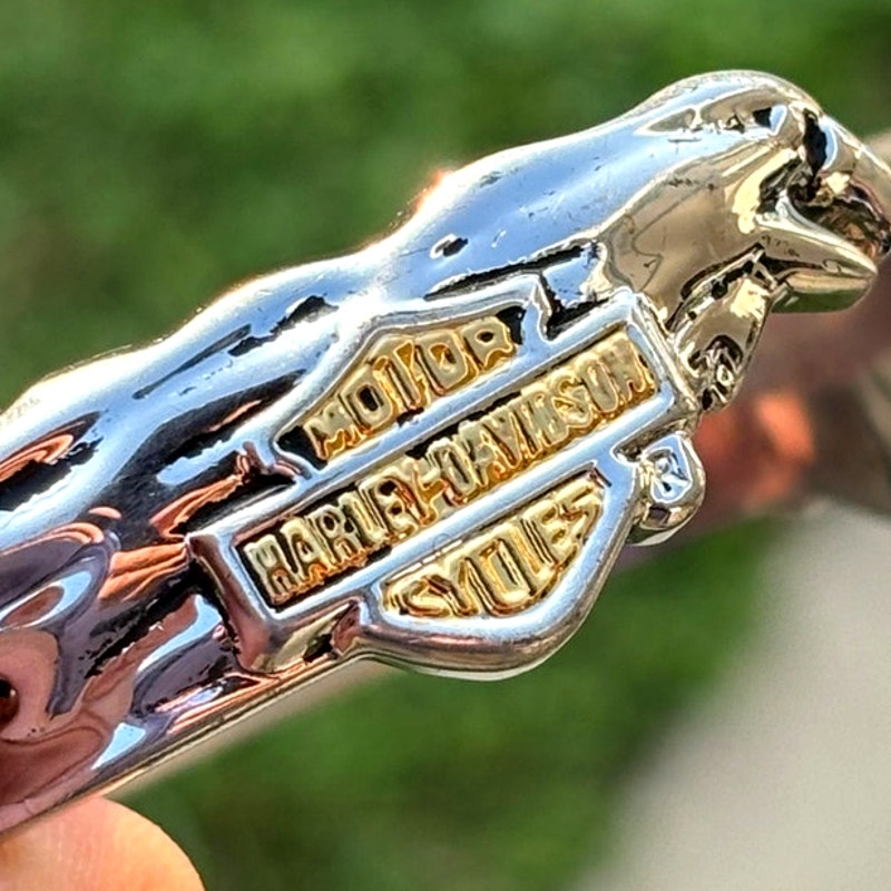 2005 Franklin Mint Harley-Davidson 925 Sterling Silver Gold Bar Shield Cuff
