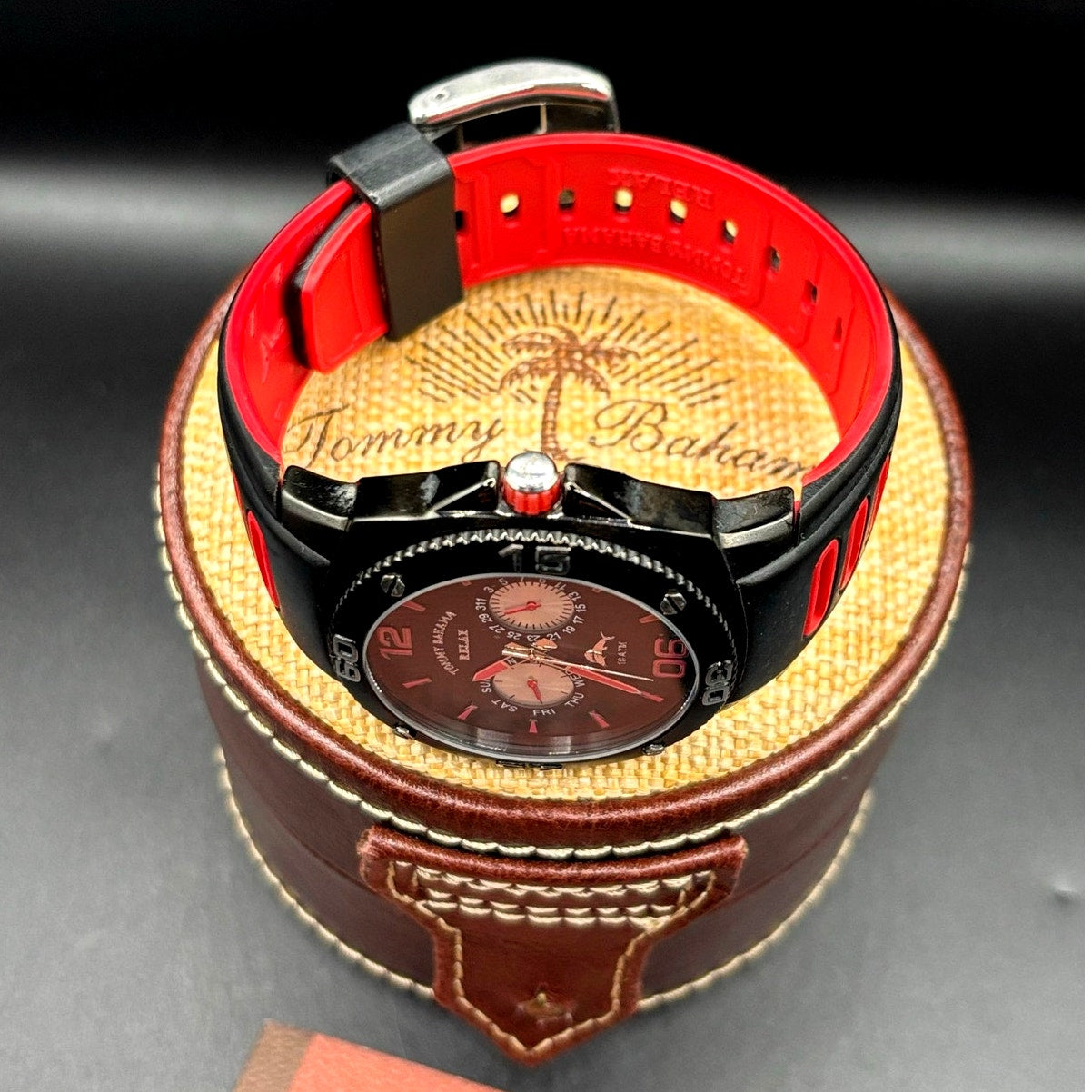 Tommy Bahama Relax TBRLX1033-A126 Reef Diver Black Red Silicone Men’s Watch