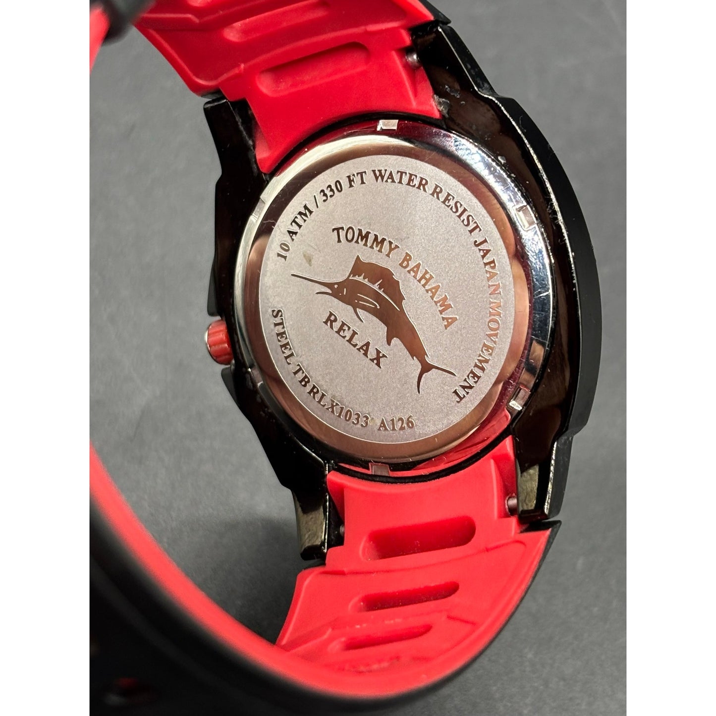Tommy Bahama Relax TBRLX1033-A126 Reef Diver Black Red Silicone Men’s Watch