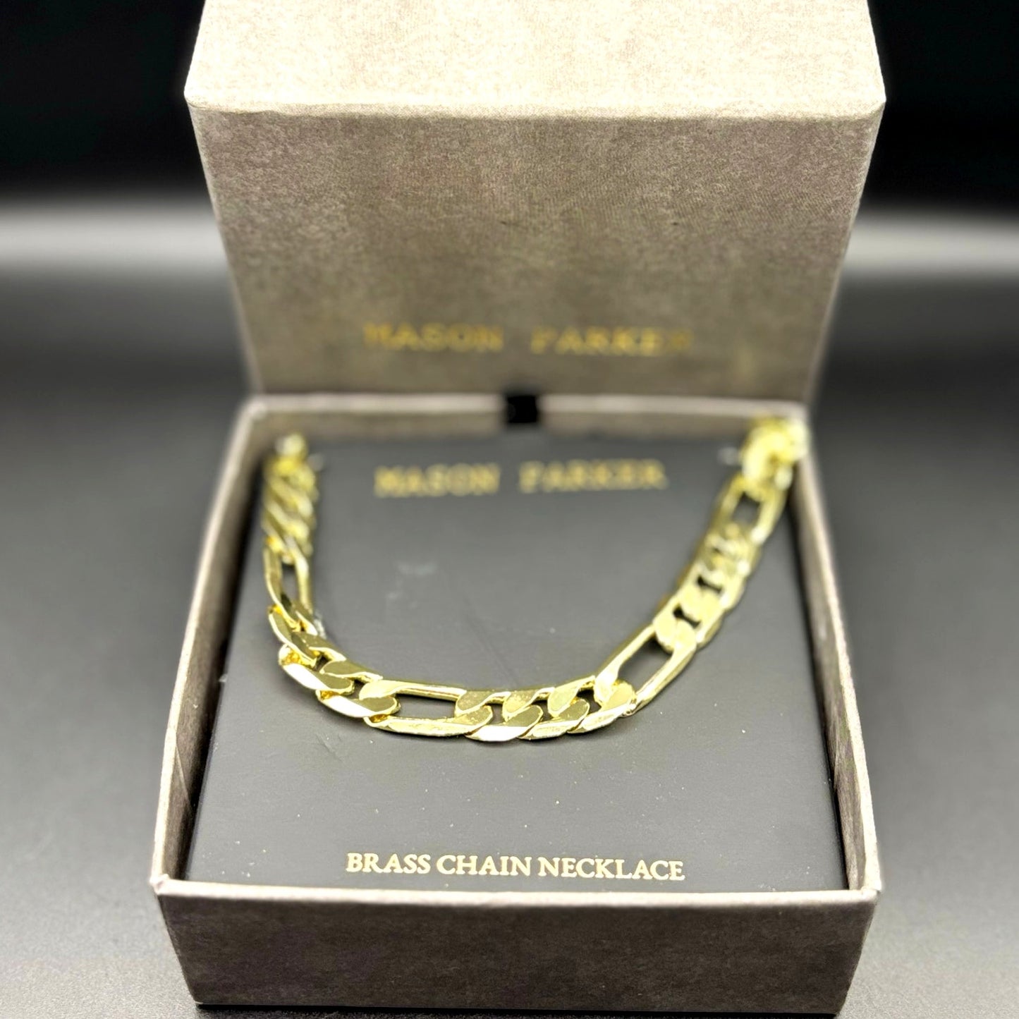 Mason Parker Men’s Gold Plated Brass Curb Link Chain Necklace NIB