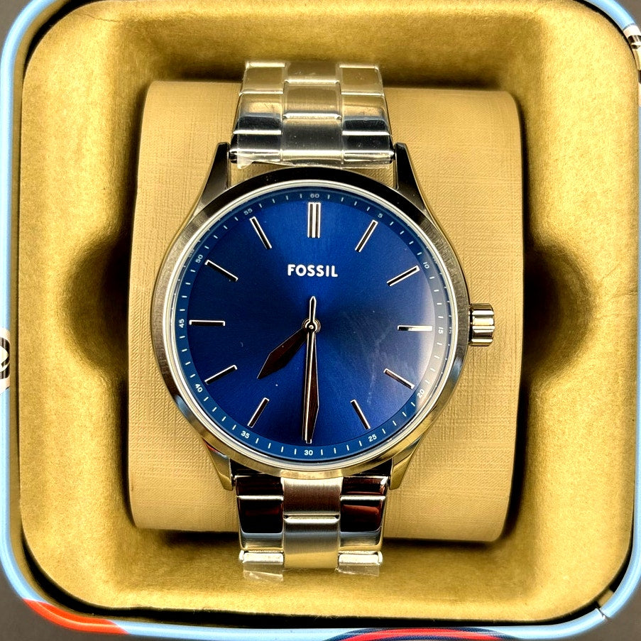 Fossil BQ2860 Fenmore Three-Hand Blue Dial Stainless Steel Men’s Watch NIBWT