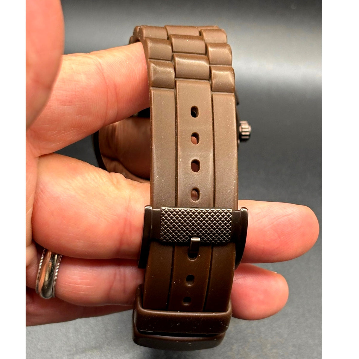 Fossil Machine FS4702 Chronograph Brown 45mm Men’s Watch Silicone Discontinued