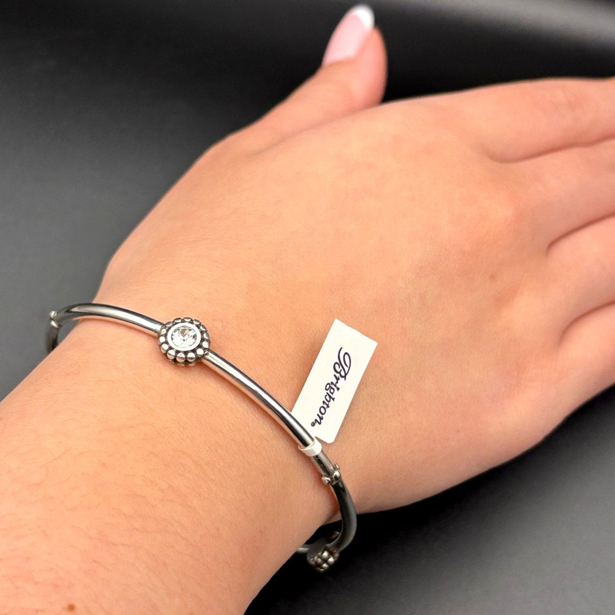 Brighton J39172 Women’s Twinkle Round Bangle Silver Plated Crystal Bracelet NWT