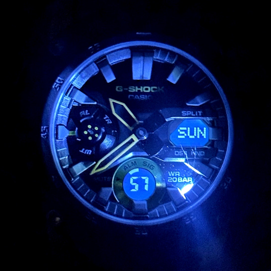 Casio G-Shock GA-2000-1A9 Carbon Core Guard 200M Yellow Black Men’s Watch