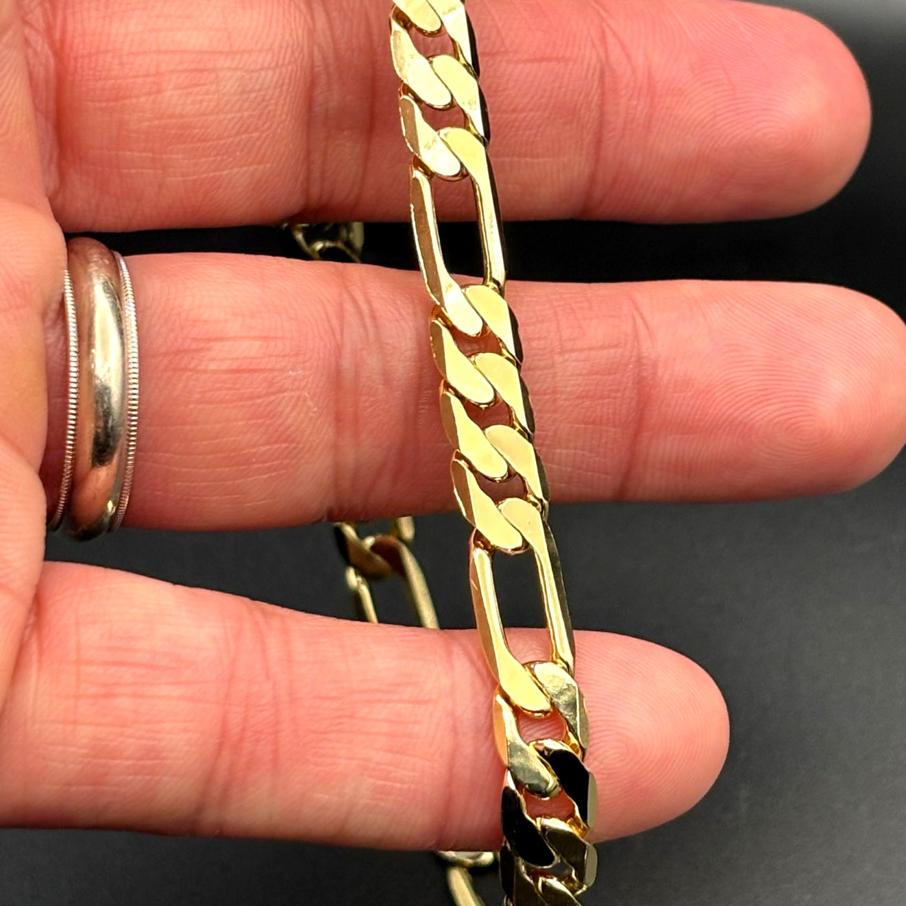 American Exchange Mens 18k Gold Plated Figaro Link 22" Inch Chain Necklace NWT