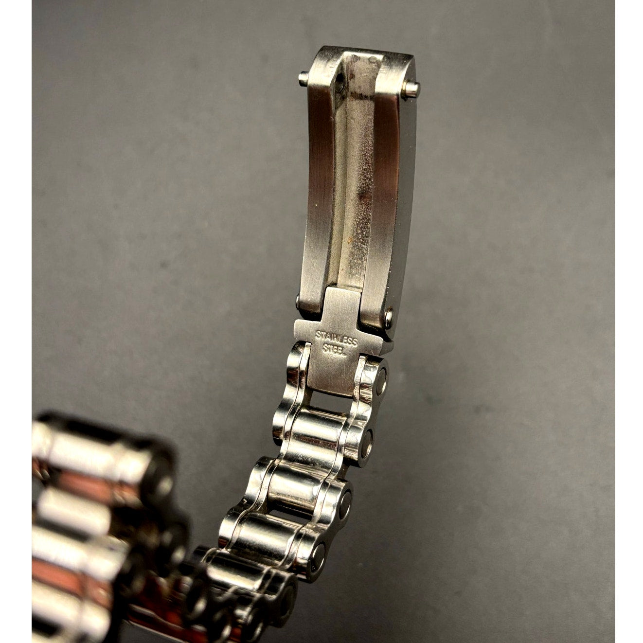 Mens Stainless Steel Chain Bracelet Black Onyx Inlay Greek Key New In Box
