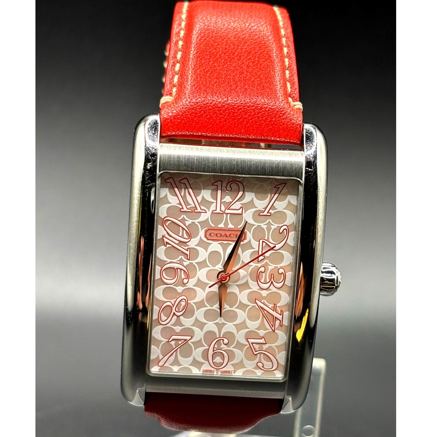 Coach Lexie CA.16.2.14.0384 Swiss Quartz Bright Orange Leather Tank Watch