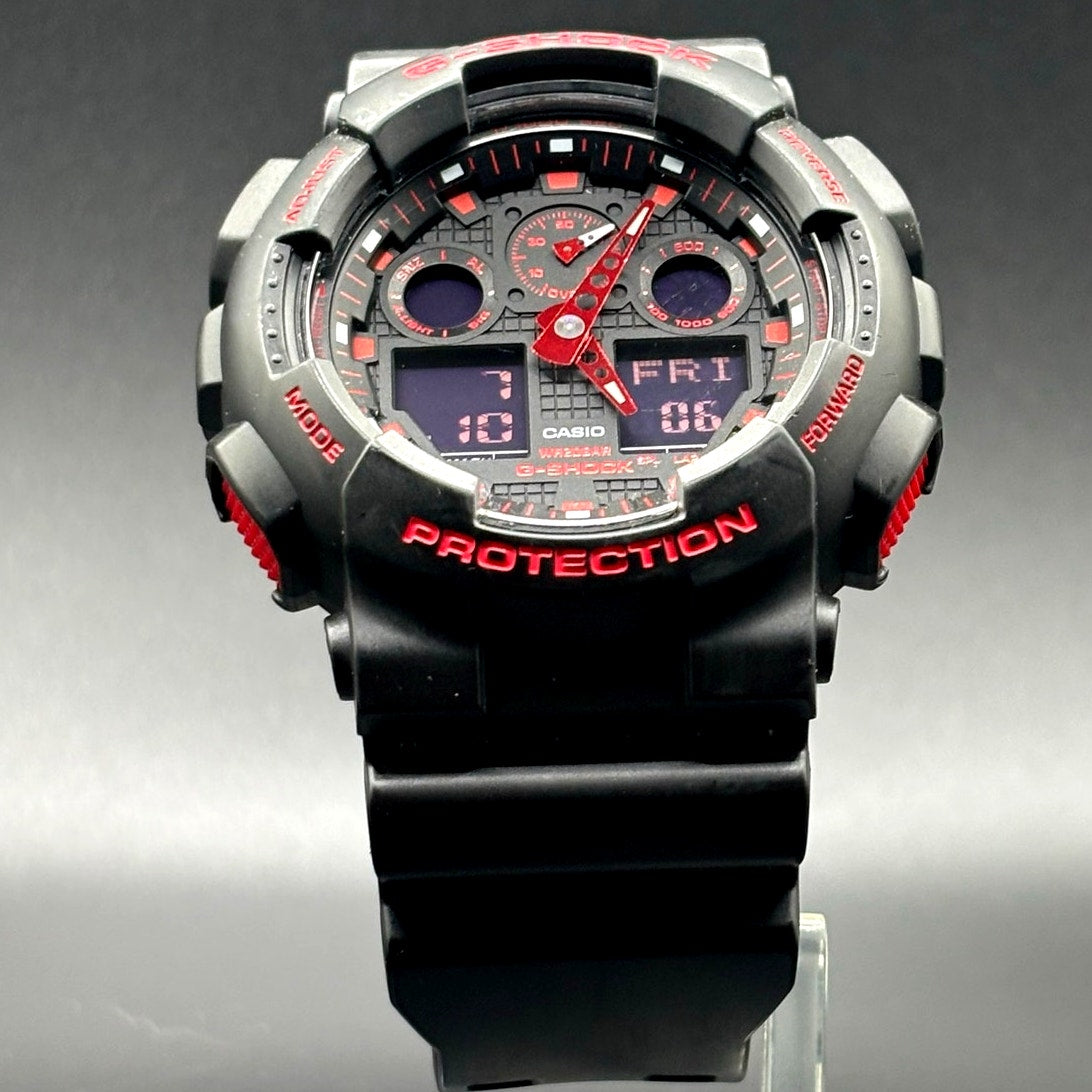 Casio G-Shock GA100BNR-1A Black Red Analog Digital Men's Watch