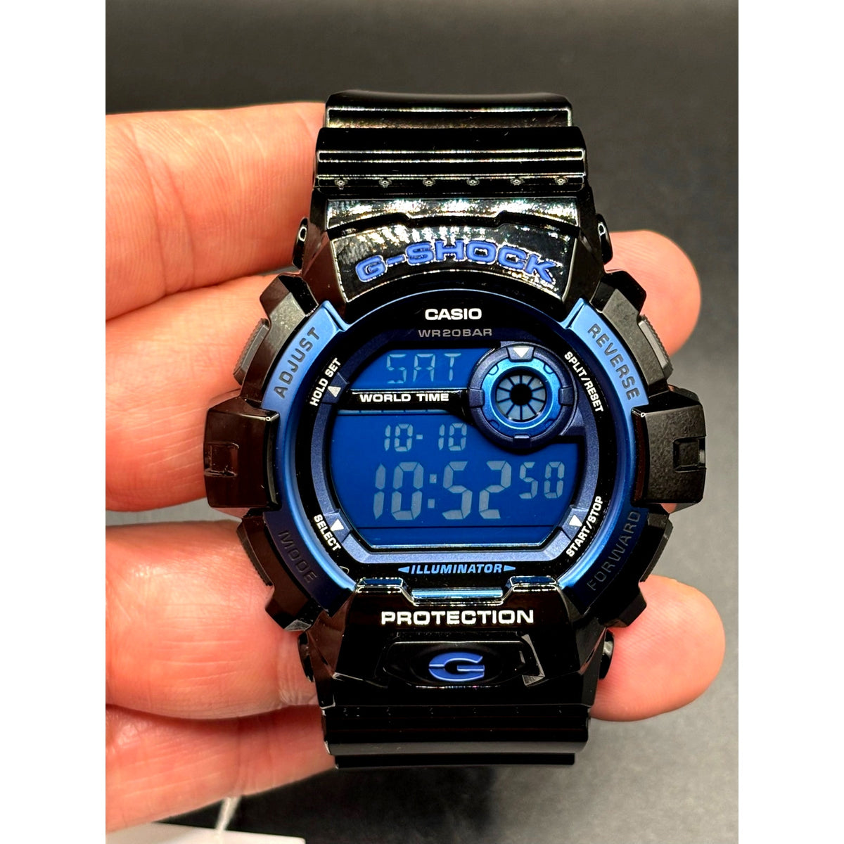 Casio G-Shock G-8900A-1 Glossy Black Blue Dial Digital Men’s Watch 200M NIBWT
