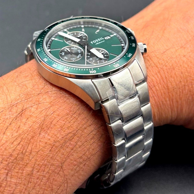Fossil Autocross BQ2878 Mens Multifunction Green Sunray Dial Watch NIBWT