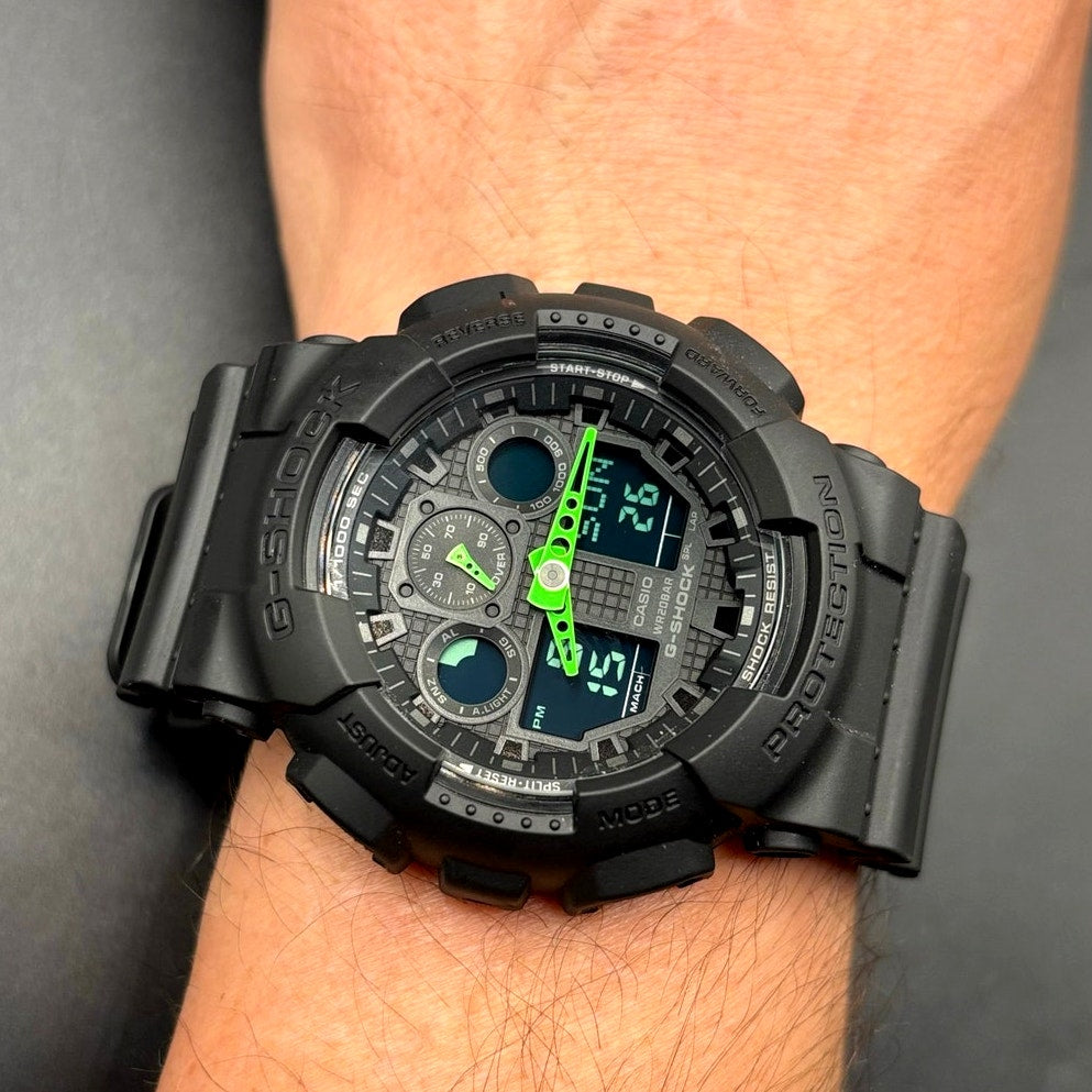 Casio G-Shock GA-100C-1A3 Black Green Analog Digital 200M 51mm Men's Watch NIB
