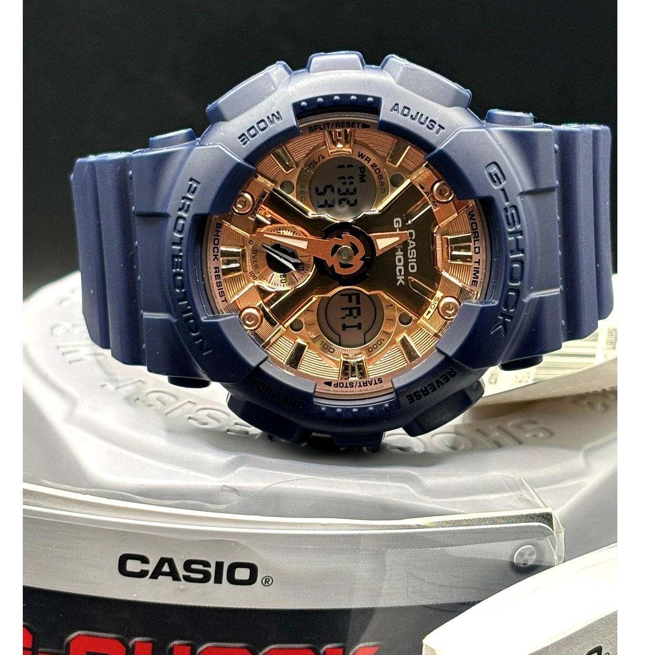 Casio G-Shock GMA-S120MF-2A2 Navy Blue Rose Gold Women’s Watch NIBWT