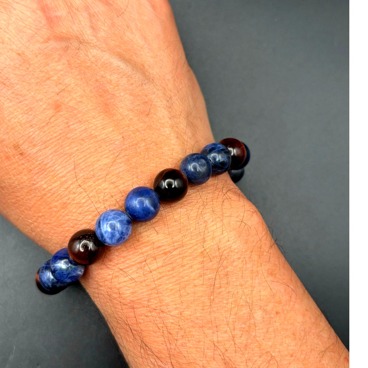 Blackjack BJS16BLS Men’s10mm Sodalite And Red Tiger Eye Beaded Bracelet NIBWT