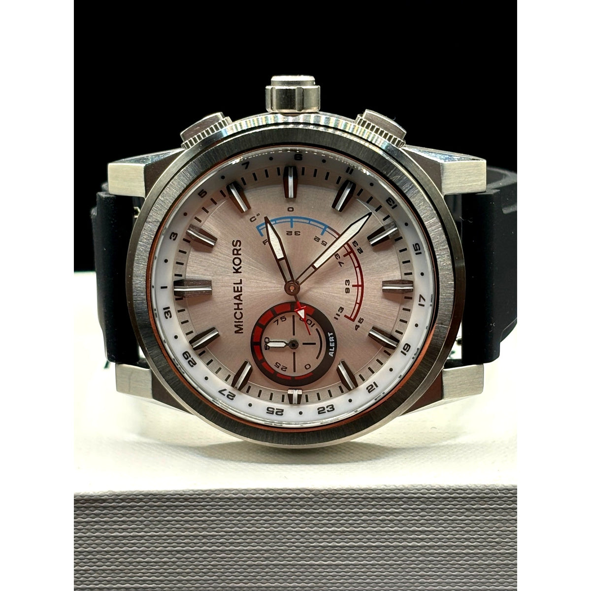 Michael Kors Access Grayson MKT4009 Hybrid Smartwatch 47mm Silver Black Strap