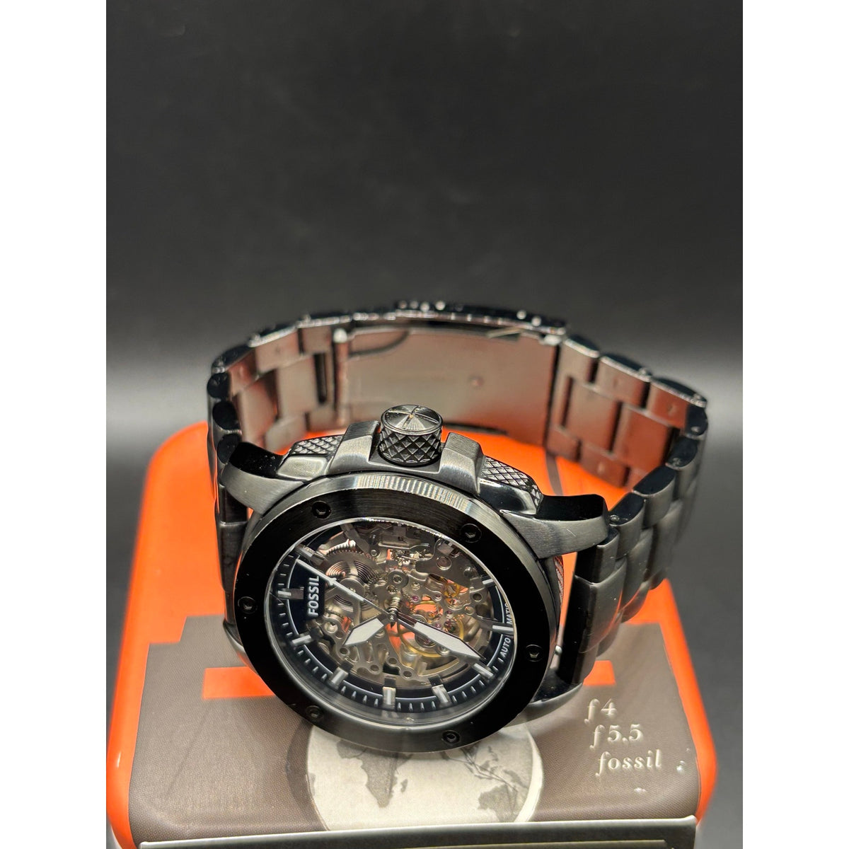 Fossil ME3080 Modern Machine Automatic Skeleton Black Steel Men’s Watch 50mm